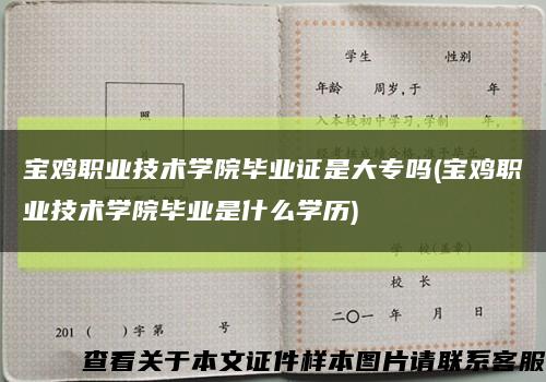 宝鸡职业技术学院毕业证是大专吗(宝鸡职业技术学院毕业是什么学历)缩略图