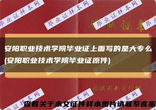 安阳职业技术学院毕业证上面写的是大专么(安阳职业技术学院毕业证原件)缩略图