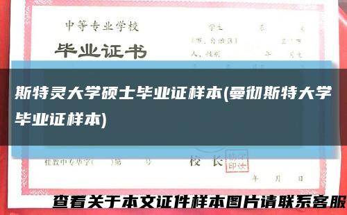 斯特灵大学硕士毕业证样本(曼彻斯特大学毕业证样本)缩略图