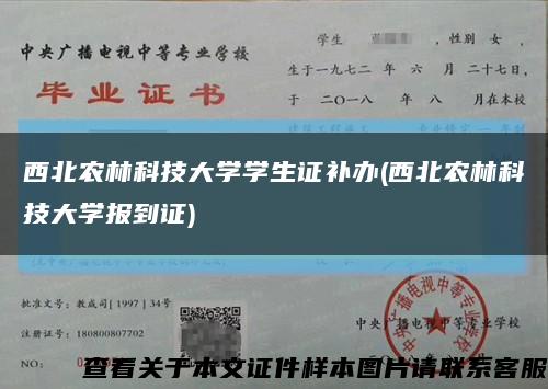 西北农林科技大学学生证补办(西北农林科技大学报到证)缩略图