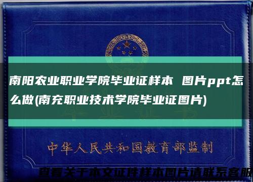 南阳农业职业学院毕业证样本 图片ppt怎么做(南充职业技术学院毕业证图片)缩略图