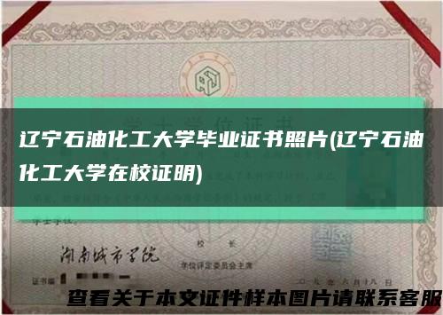 辽宁石油化工大学毕业证书照片(辽宁石油化工大学在校证明)缩略图