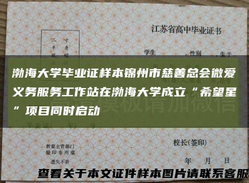 渤海大学毕业证样本锦州市慈善总会微爱义务服务工作站在渤海大学成立“希望星”项目同时启动缩略图