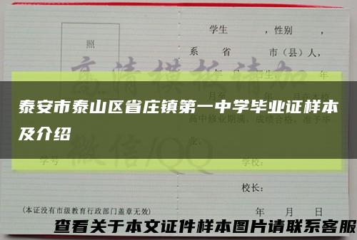 泰安市泰山区省庄镇第一中学毕业证样本及介绍缩略图