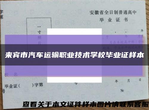 来宾市汽车运输职业技术学校毕业证样本缩略图