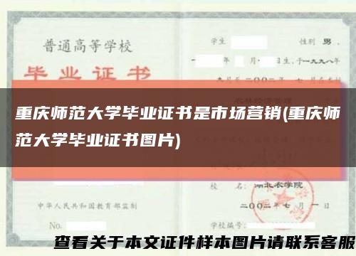 重庆师范大学毕业证书是市场营销(重庆师范大学毕业证书图片)缩略图