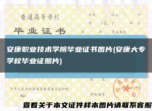 安康职业技术学院毕业证书图片(安康大专学校毕业证照片)缩略图