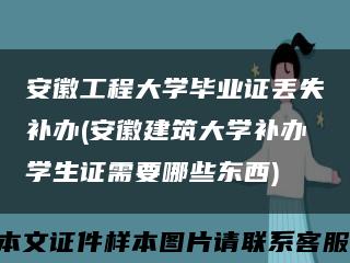 安徽工程大学毕业证丢失补办(安徽建筑大学补办学生证需要哪些东西)缩略图