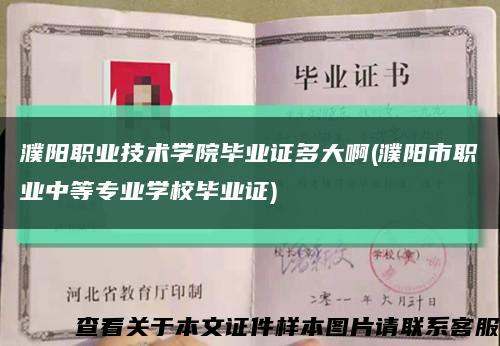 濮阳职业技术学院毕业证多大啊(濮阳市职业中等专业学校毕业证)缩略图