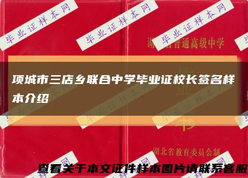 项城市三店乡联合中学毕业证校长签名样本介绍缩略图