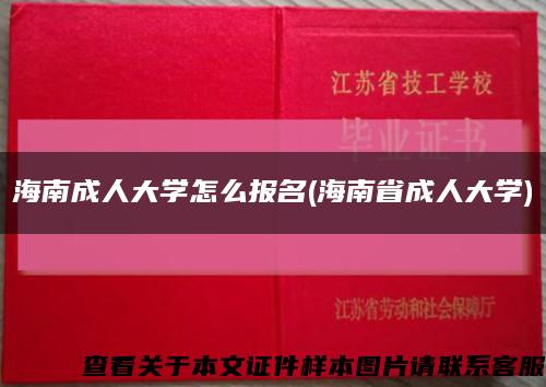 海南成人大学怎么报名(海南省成人大学)缩略图