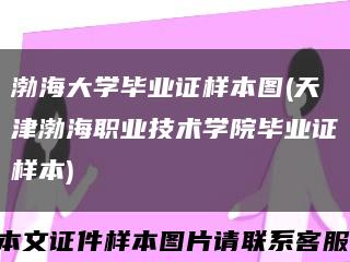 渤海大学毕业证样本图(天津渤海职业技术学院毕业证样本)缩略图