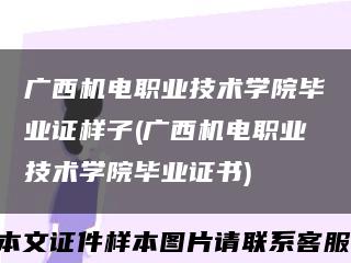 广西机电职业技术学院毕业证样子(广西机电职业技术学院毕业证书)缩略图