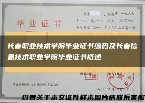 长春职业技术学院毕业证书编码及长春信息技术职业学院毕业证书概述缩略图