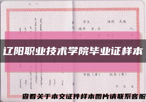 辽阳职业技术学院毕业证样本缩略图