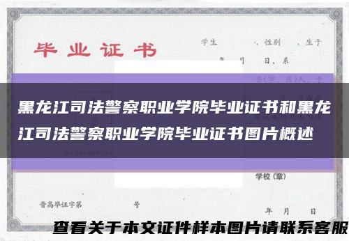 黑龙江司法警察职业学院毕业证书和黑龙江司法警察职业学院毕业证书图片概述缩略图