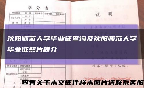 沈阳师范大学毕业证查询及沈阳师范大学毕业证照片简介缩略图