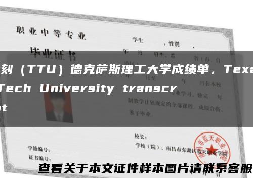 复刻（TTU）德克萨斯理工大学成绩单，Texas Tech University transcript缩略图