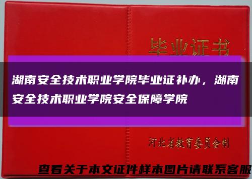 湖南安全技术职业学院毕业证补办，湖南安全技术职业学院安全保障学院缩略图