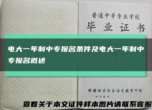 电大一年制中专报名条件及电大一年制中专报名概述缩略图