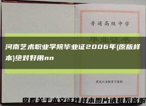 河南艺术职业学院毕业证2006年(原版样本)绝对好用nn缩略图