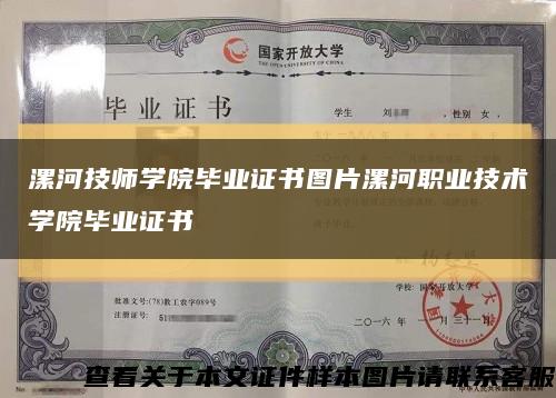 漯河技师学院毕业证书图片漯河职业技术学院毕业证书缩略图