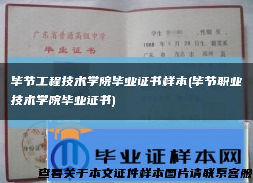 毕节工程技术学院毕业证书样本(毕节职业技术学院毕业证书)缩略图