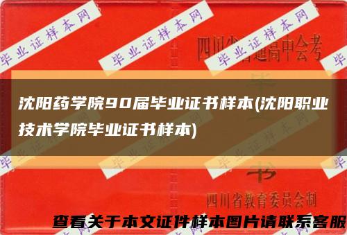 沈阳药学院90届毕业证书样本(沈阳职业技术学院毕业证书样本)缩略图