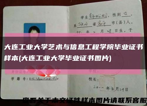 大连工业大学艺术与信息工程学院毕业证书样本(大连工业大学毕业证书图片)缩略图