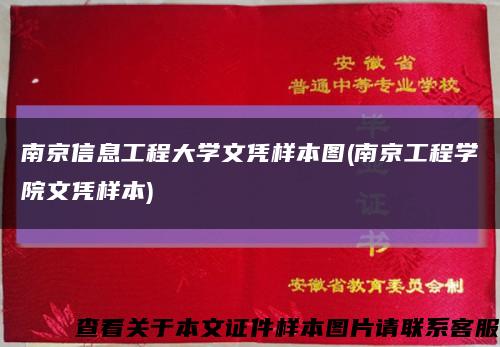 南京信息工程大学文凭样本图(南京工程学院文凭样本)缩略图