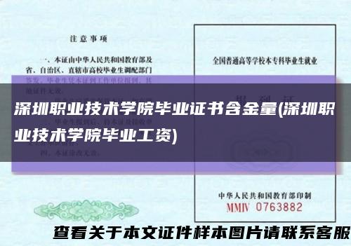 深圳职业技术学院毕业证书含金量(深圳职业技术学院毕业工资)缩略图