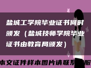 盐城工学院毕业证书何时颁发（盐城技师学院毕业证书由教育局颁发）缩略图