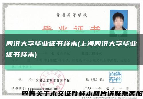 同济大学毕业证书样本(上海同济大学毕业证书样本)缩略图