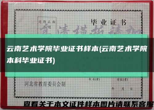 云南艺术学院毕业证书样本(云南艺术学院本科毕业证书)缩略图