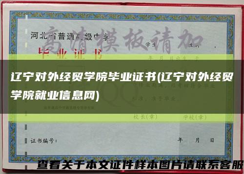 辽宁对外经贸学院毕业证书(辽宁对外经贸学院就业信息网)缩略图