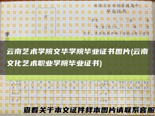 云南艺术学院文华学院毕业证书图片(云南文化艺术职业学院毕业证书)缩略图