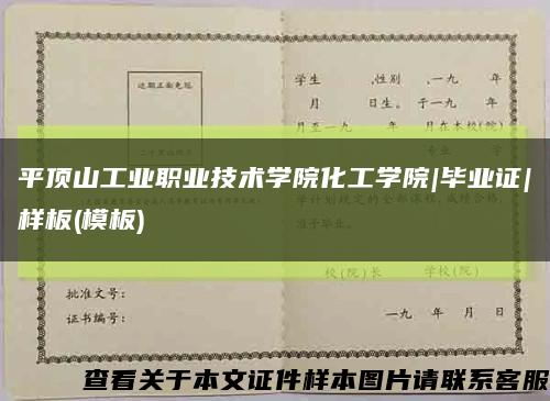 平顶山工业职业技术学院化工学院|毕业证|样板(模板)缩略图