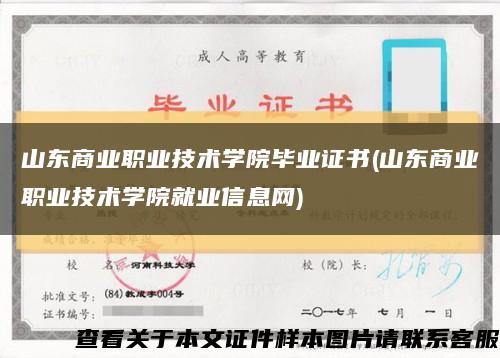 山东商业职业技术学院毕业证书(山东商业职业技术学院就业信息网)缩略图