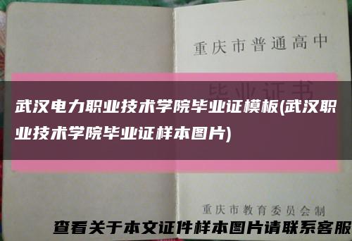 武汉电力职业技术学院毕业证模板(武汉职业技术学院毕业证样本图片)缩略图