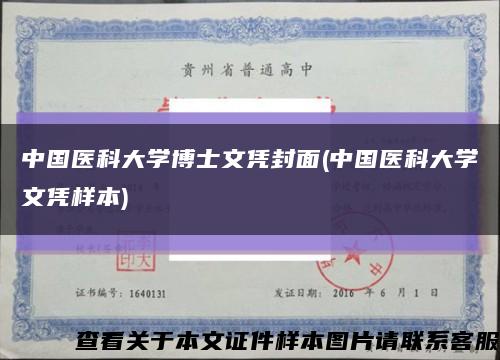 中国医科大学博士文凭封面(中国医科大学文凭样本)缩略图