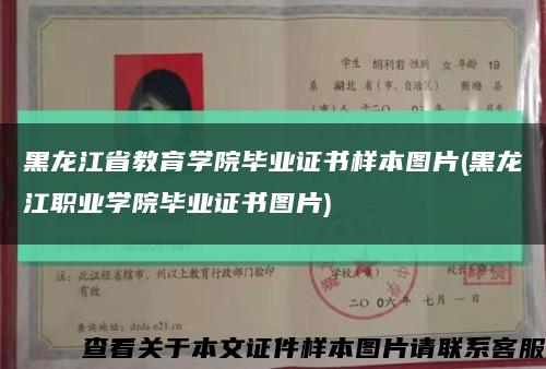 黑龙江省教育学院毕业证书样本图片(黑龙江职业学院毕业证书图片)缩略图