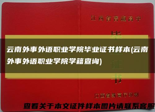 云南外事外语职业学院毕业证书样本(云南外事外语职业学院学籍查询)缩略图