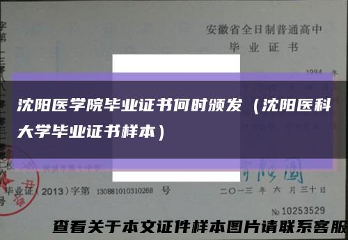 沈阳医学院毕业证书何时颁发（沈阳医科大学毕业证书样本）缩略图