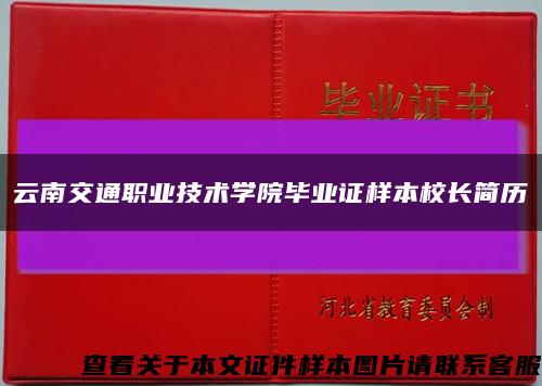 云南交通职业技术学院毕业证样本校长简历缩略图