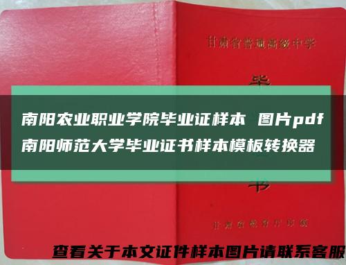 南阳农业职业学院毕业证样本 图片pdf南阳师范大学毕业证书样本模板转换器缩略图