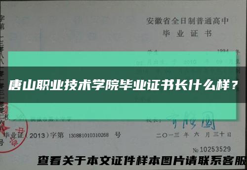 唐山职业技术学院毕业证书长什么样？缩略图