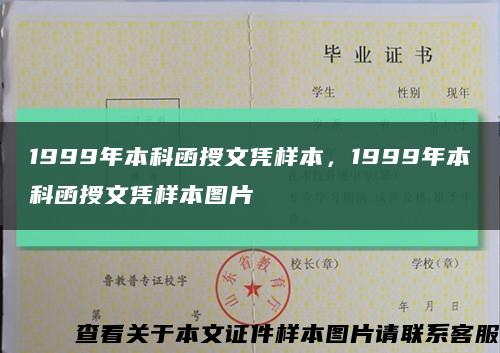 1999年本科函授文凭样本，1999年本科函授文凭样本图片缩略图