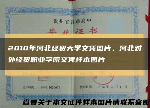 2010年河北经贸大学文凭图片，河北对外经贸职业学院文凭样本图片缩略图