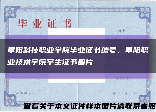 阜阳科技职业学院毕业证书编号，阜阳职业技术学院学生证书图片缩略图