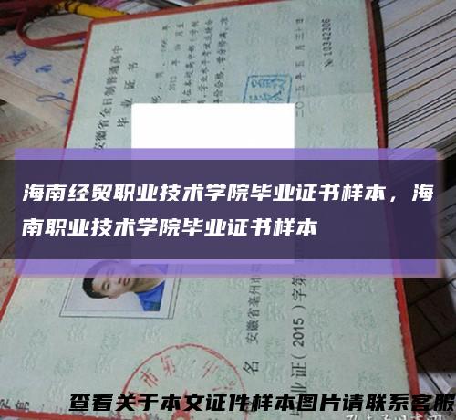 海南经贸职业技术学院毕业证书样本，海南职业技术学院毕业证书样本缩略图